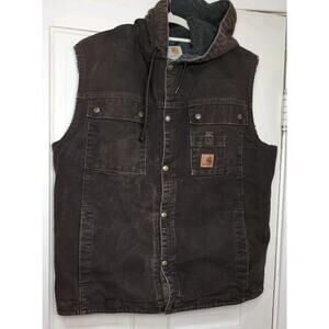 Carhartt Sandstone Sherpa-Lined Hooded Vest “Dark Brown” 100114-201 Men’s L(C)